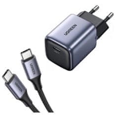 Ugreen Nexode GaN II polnilnik 30W + kabel USB-C 60 W, 1m