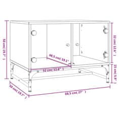 Vidaxl Klubska mizica s steklenimi vrati sonoma hrast 68,5x50x50 cm