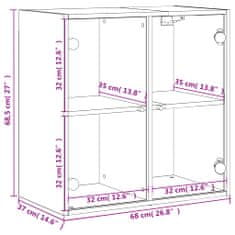 Vidaxl Stenska omarica s steklenimi vrati sonoma hrast 68x37x68,5 cm