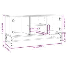 Vidaxl TV omarica s steklenimi vrati betonsko siva 102x37x50 cm