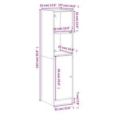 Vidaxl Visoka omara s steklenimi vrati dimljeni hrast 35x37x142 cm