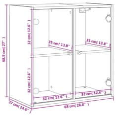 Vidaxl Stenska omarica s steklenimi vrati dimljen hrast 68x37x68,5 cm