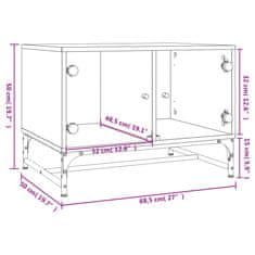 Vidaxl Klubska mizica s steklenimi vrati betonsko siva 68,5x50x50 cm