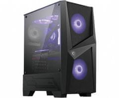 MSI msi mag forge 100m mid tower gaming računalniško ohišje 'black, 2x 120mm rgb pwm ventilator, 1x 120mm ventilator, 1-6 rgb hub, kaljeno steklo, atx, matx, mini-itx'