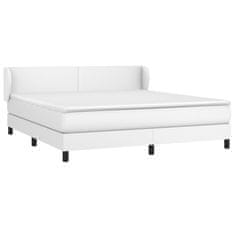 Vidaxl Box spring postelja z vzmetnico bela 180x200 cm umetno usnje