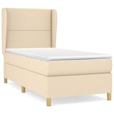 Vidaxl Box spring postelja z vzmetnico krem 90x190 cm blago