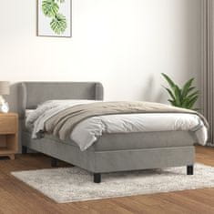 Vidaxl Box spring postelja z vzmetnico svetlo siva 100x200 cm žamet