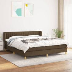 Vidaxl Box spring postelja z vzmetnico temno rjava 160x200 cm blago