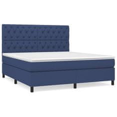 Vidaxl Box spring postelja z vzmetnico modra 160x200 cm blago
