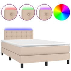 Vidaxl Box spring postelja z vzmetnico LED kapučino 120x200 cm