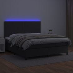 Vidaxl Box spring postelja z vzmetnico LED črna 160x200 cm um. usnje