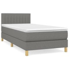 Vidaxl Box spring postelja z vzmetnico temno siva 90x200 cm blago