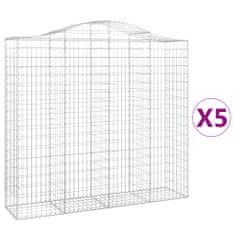 Vidaxl Obokane gabion košare 5 kosov 200x50x180/200cm pocinkano železo