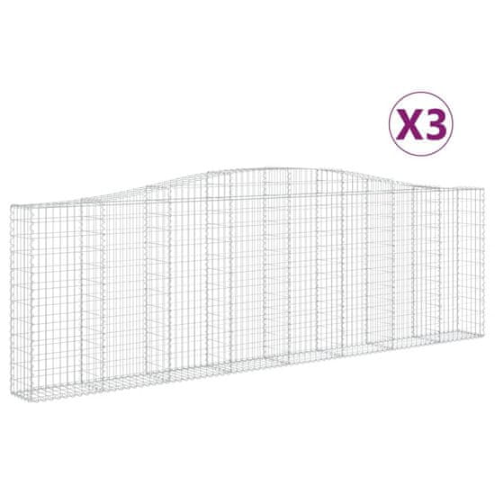 Vidaxl Obokane gabion košare 3 kosi 400x30x120/140 cm pocinkano železo