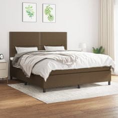 Vidaxl Box spring postelja z vzmetnico temno rjava 160x200 cm blago