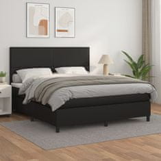 Vidaxl Box spring postelja z vzmetnico črn 160x200 cm umetno usnje