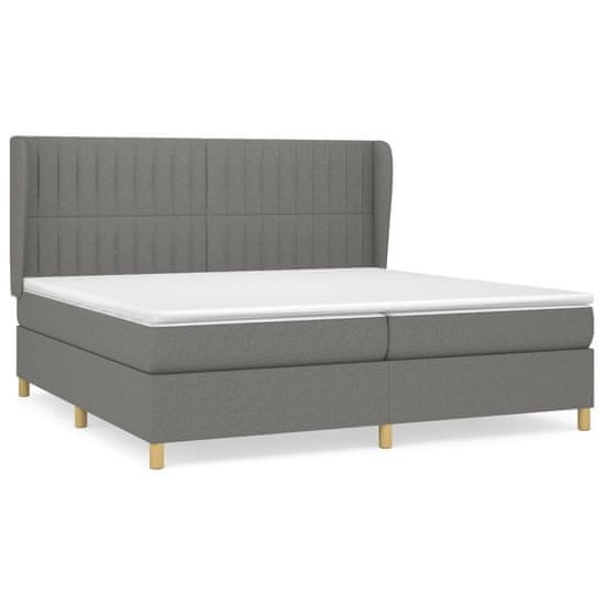 Vidaxl Box spring postelja z vzmetnico temno siva 200x200 cm blago