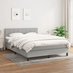 Vidaxl Box spring postelja z vzmetnico svetlo siva 140x200 cm blago