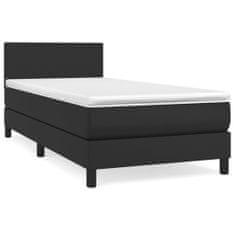 Vidaxl Box spring postelja z vzmetnico črn 90x190 cm umetno usnje