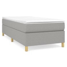 Vidaxl Box spring postelja z vzmetnico svetlo siva 90x190 cm blago