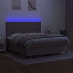 Vidaxl Box spring postelja z vzmetnico LED taupe 160x200 cm blago