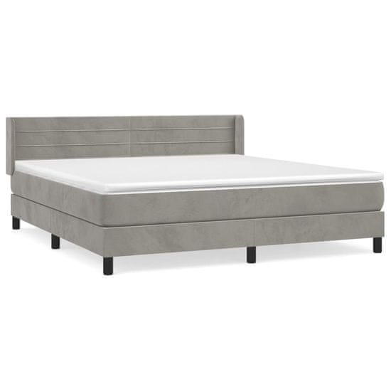 Vidaxl Box spring postelja z vzmetnico svetlo siva 160x200 cm žamet