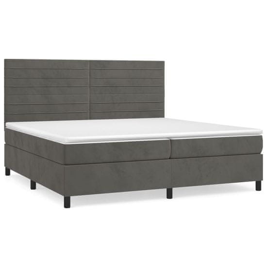 Vidaxl Box spring postelja z vzmetnico temno siva 200x200 cm žamet