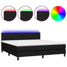 Vidaxl Box spring postelja z vzmetnico LED črna 180x200 cm blago