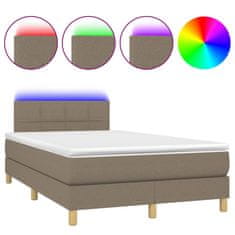 Vidaxl Box spring postelja z vzmetnico LED taupe 120x200 cm blago