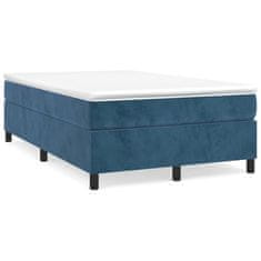 Vidaxl Box spring postelja z vzmetnico temno modra 120x200 cm žamet