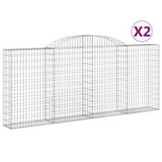 Vidaxl Obokane gabion košare 2 kosa 300x30x120/140 cm pocinkano železo