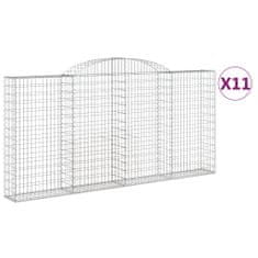 Vidaxl Obokane gabion košare 11 kosi 300x30x140/160cm pocinkano železo