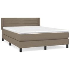 Vidaxl Box spring postelja z vzmetnico taupe 140x200 cm blago