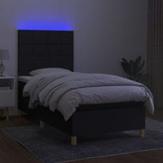 Vidaxl Box spring postelja z vzmetnico LED črna 80x200 cm blago