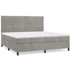 Vidaxl Box spring postelja z vzmetnico svetlo siva 200x200 cm žamet