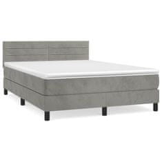 Vidaxl Box spring postelja z vzmetnico svetlo siv 140x190 cm žamet