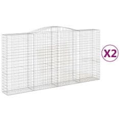 Vidaxl Obokane gabion košare 2 kosa 400x50x200/220 cm pocinkano železo