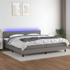 Vidaxl Box spring postelja z vzmetnico LED temno siva 200x200 cm blago