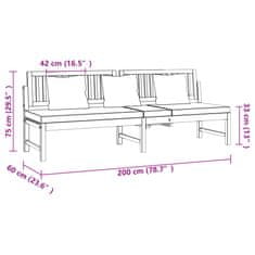 Vidaxl Dnevna postelja s krem blazino 200x60x75 cm akacijev les