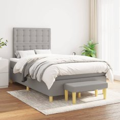 Vidaxl Box spring postelja z vzmetnico svetlo siva 120x200 cm blago