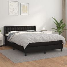 Vidaxl Box spring postelja z vzmetnico črn 140x190 cm umetno usnje