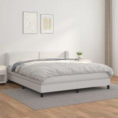 Vidaxl Box spring postelja z vzmetnico bela 180x200 cm umetno usnje