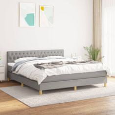 Vidaxl Box spring postelja z vzmetnico svetlo siva 180x200 cm blago