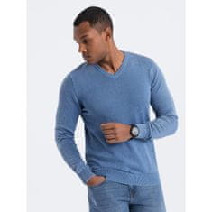 OMBRE Moški opran pulover z V-izrezom OM-SWOS-0108 modre barve MDN124554 L