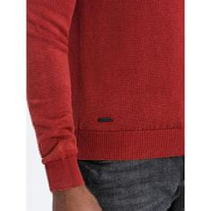 OMBRE Moški opran pulover z V-izrezom OM-SWOS-0108 rdeč MDN124553 L