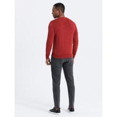 OMBRE Moški opran pulover z V-izrezom OM-SWOS-0108 rdeč MDN124553 L