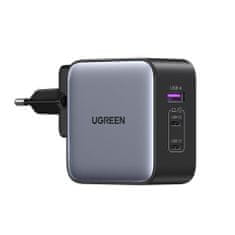 Ugreen CD296 GaN nabíjačka USB / 2x USB-C 65W + adapter EU / UK / US, črna