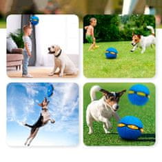 Interaktivna pasja igrača 2 v 1, ki je hkrati frizbi in žoga, trpežen žvečilni in teptalni igralni disk, idealno za fizično in mentalno stimulacijo psov, DiskBall