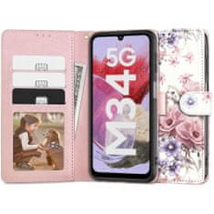 Tech-protect Wallet knjižni ovitek za Samsung Galaxy M34 5G, blossom flower