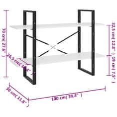 Vidaxl Knjižna omara 2-nadstropna bela 100x30x70 cm iverna plošča